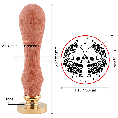 Латунная восковая печать штамп с ручкой AJEW-WH0184-0481-1