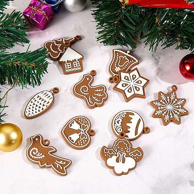 Рождественские тематические пластиковые подвесные украшения HJEW-SZ0001-05-1