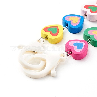 Бусы из натурального окрашенного дерева в форме сердца NJEW-JN03528-1