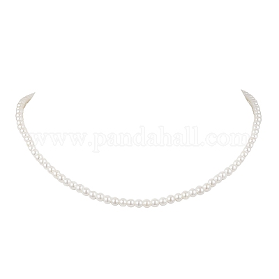 Ожерелья из круглых белых жемчужин диаметром 4 мм NJEW-JN05702-1