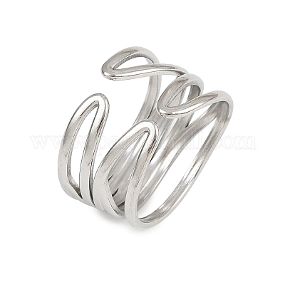 Регулируемые открытые манжеты из нержавеющей стали 304 для женщин RJEW-K299-02P-1