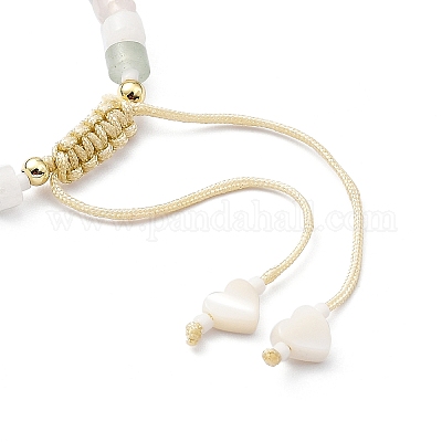 Регулируемый плетеный браслет из бисера из смешанных натуральных камней BJEW-O187-09-1