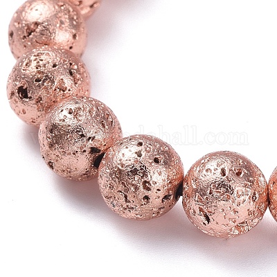 Гальванические браслеты из натурального вулканического камня BJEW-G623-01RG-8mm-1