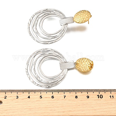 Двухцветные серьги-гвоздики из нержавеющей стали 304 EJEW-M104-01C-PG-1