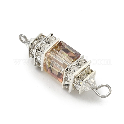 3 шт. 3-цветные подвески-кубики из гальванического стекла и латунных кристаллов со стразами PALLOY-JF04407-1