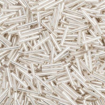 Серебряные подкладке прозрачное стекло стеклярусом SEED-R028-2x15-B02-1