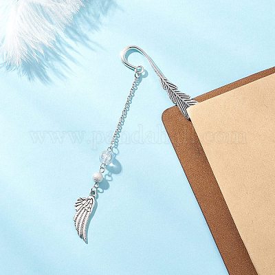 Закладки из сплава в тибетском стиле с перьями и крыльями AJEW-JK00399-1