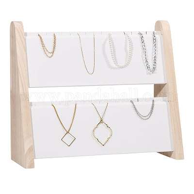 2-уровневые деревянные наклонные подставки для ожерелий NDIS-WH0001-19-1