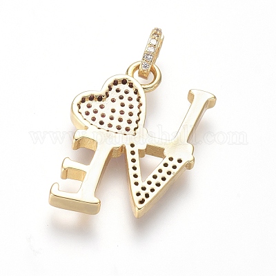 Латунные подвески из микро-паве из циркония на день святого валентина ZIRC-I032-42G-1