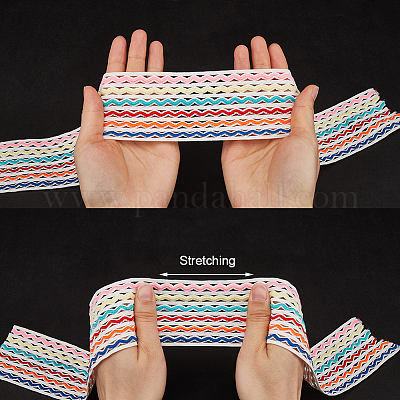 5 м плоский полиэстеровый волнистый эластичный шнур радужного цвета&nbsp;OCOR-GF0003-85D-1