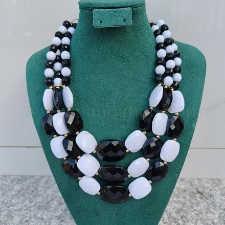 Ожерелья из акриловых граненых прямоугольных градуированных бусин в один слой в стиле бохо для женщин WGBB337-12-1