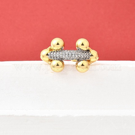 Манжеты из латуни с микро паве кубический цирконий для женщин RJEW-F184-06GP-1