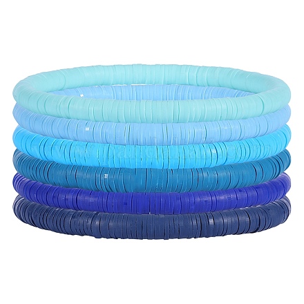 6шт 6 цвета браслеты ручной работы из полимерной глины стрейч BJEW-SW00139-1