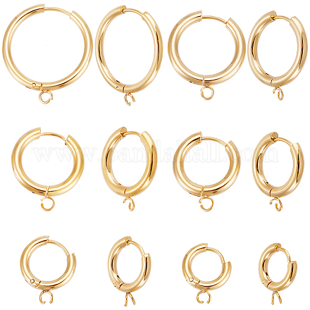 12 шт. фурнитура для сережек-колец Huggie Hoop из нержавеющей стали 6 размера 201 STAS-UN0045-55-1