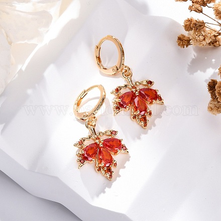 Латунные микропроволочные кубические серьги с цирконием EJEW-K300-42G-1