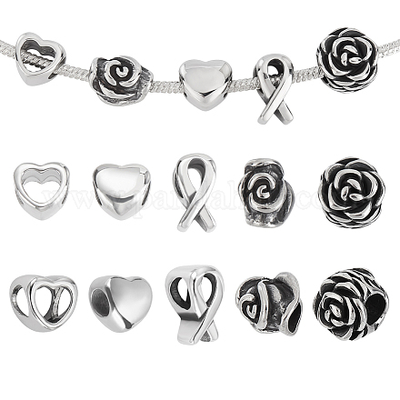 10 шт. 5 стиля 304 нержавеющая сталь европейские бусины STAS-GA0001-82-1