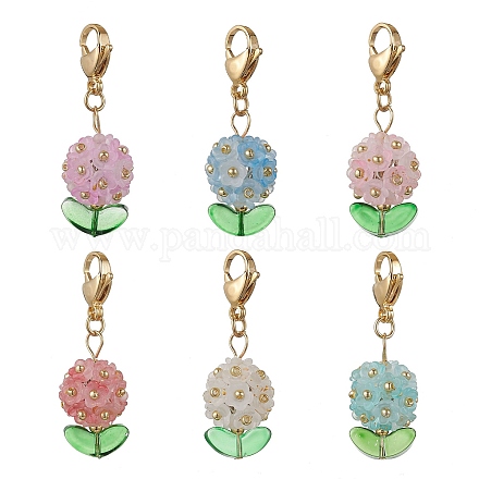 Гортензия акриловые и стеклянные бусины подвесные украшения HJEW-MZ00217-1