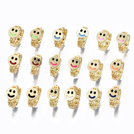 Серьги-кольца Huggie из латуни с эмалью EJEW-S210-012-NR-1