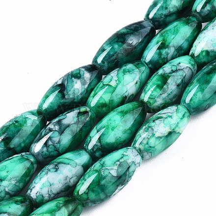 Выпечка окрашенные стеклянные бусины пряди DGLA-S115-22x10mm-S59-1