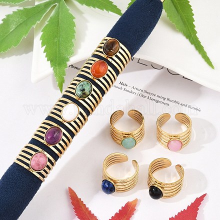 Многослойные открытые манжетные кольца из нержавеющей стали 304 RJEW-Z078-15G-1