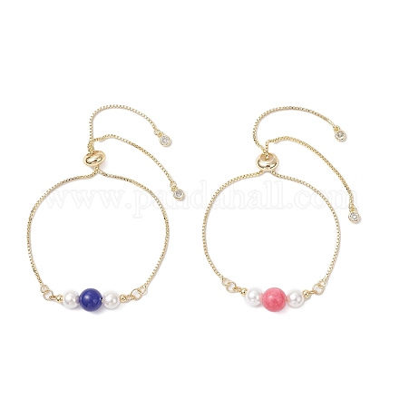 Регулируемые браслеты-слайдеры из латуни с микропаве из кубических цирконий для женщин BJEW-JB12619-1