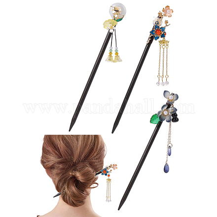 3шт 3 вида стеклянных палочек для волос MRMJ-DJ0001-13B-1