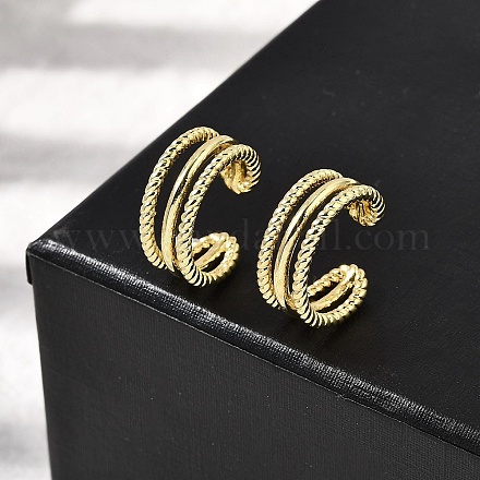 Тройные серьги-каффы в форме буквы С из латуни EJEW-L261-018G-1
