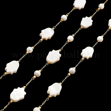 Цепочки из натуральной хамсы с круглыми звеньями и ручными панцирями CHS-G028-06G-1