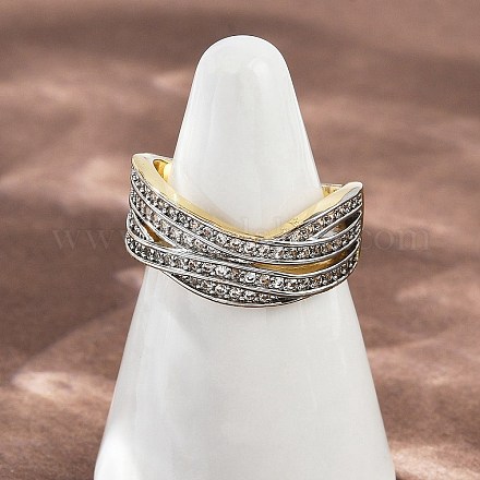 Манжеты из латуни с микро паве кубический цирконий для женщин RJEW-D326-09G-1