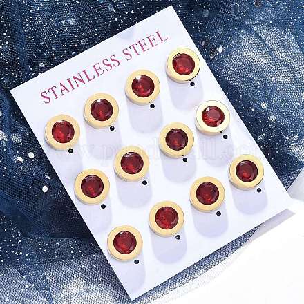 Плоские круглые серьги-гвоздики из нержавеющей стали 304 EJEW-C099-23G-02-1