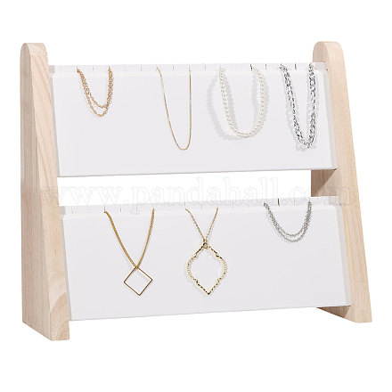 2-уровневые деревянные наклонные подставки для ожерелий NDIS-WH0001-19-1