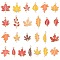 50Pcs 25 Styles Autumn Theme Alloy Enamel Pendants, Leaf, Orange, 21~29.5x8~21x1.5~2.5mm, Hole: 1.6~2.6mm, 2pcs/style