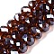 Electroplate Glass Beads Strands, Pearl Luster Plated, Faceted, Rondelle, Coconut Brown, 11.5x9mm, Hole: 1.4mm, about 70pcs/strand, 60.7cm