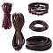 4 Styles Braided Cowhide Leather Cord, Leather Cord and Waxed Polyester Cord, Round and Flat, Coconut Brown, 1~6mm
