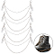 Natural Crystal Bullet Pendant Shoe Decoration Double Strand Curb & Cable Chain, with 304 Stainless Steel Lobster Claw Clasps, Stainless Steel Color, 225mm, 4pcs/set