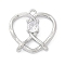 Brass Micro Pave Cubic Zirconia Pendants, Heart, Platinum, 16x16.5x4mm, Hole: 1.2mm