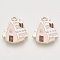 Christmas Theme, Alloy Enamel Pendants, Light Gold, Snow House, Pink, 19.5x17x2mm, Hole: 2mm