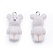 Opaque Resin Pendants, with Platinum Tone Iron Loops, Flocky Bear Charms, White, 30x16x11mm, Hole: 2.5mm
