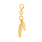 S925 Sterling Silver Pendant Decorations, with S925 Sterling Silver, Feather, Golden, 35mm