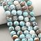 Natural Larimar Beads Strands, Round, 12~13mm, Hole: 1mm, about 34pcs/strand, 15.75~16.26(40~41.3cm)
