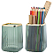 Gold Brim Square Mouth Plastic Pen Holders, Multi-Purpose Desktop Stationary Organizer, Office & School Supplies, Dark Green, 82x82x112mm, Inner Diameter: 61x61mm