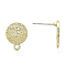 Alloy Stud Earring Findings, with Loop, Steel Pins, Flat Round, Light Gold, 14.5x11mm, Hole: 1.4mm, Pin: 0.7mm