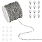 316L Surgical Stainless Steel Chains, Soldered, with Spool & 304 Stainless Steel Open Jump Rings & 304 Stainless Steel Lobster Claw Clasps & Plastic Spools, Stainless Steel Color, 5~10x6.5x0.5~3.5mm