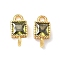 Brass Pave Cubic Zirconia Square Connector Charms, Golden, Rack Plating, Cadmium Free & Lead Free, Long-Lasting Plated, Olive, 10.5x5x2.5mm, Hole: 1.5mm and 1.8mm