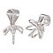 Anti-Tarnish 4Pcs Sterling Silver Screw Eye Pin Cup Peg Bails, For Half Drilled Beads, Flower, Platinum, 7.5x8x1mm, Hole: 3x3.5mm, Pin: 0.8mm
