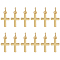 12Pcs Brass Pendants, with Jump Ring, Cross, Real 18K Gold Plated, 15x8x1.5mm, Hole: 3.5mm