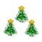Glass Enamel Beads, Christmas Trees, Green, 18x15x7mm, Hole: 1.2mm