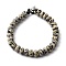 Natural Dalmatian Jasper Beaded Bracelets, with Cowhide Leather Cord, 201 Stainless Steel Round Beads and Starfish Alloy Beads, 7-3/4 inch(19.6cm)