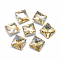 Pointed Back Glass Rhinestone Cabochons, Back Plated, Faceted, Square, Pale Goldenrod, 8x8x3.5mm