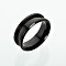 201 Stainless Steel Grooved Finger Ring Settings, Ring Core Blank, for Inlay Ring Jewelry Making, Black, 8mm, Inner Diameter: 20mm